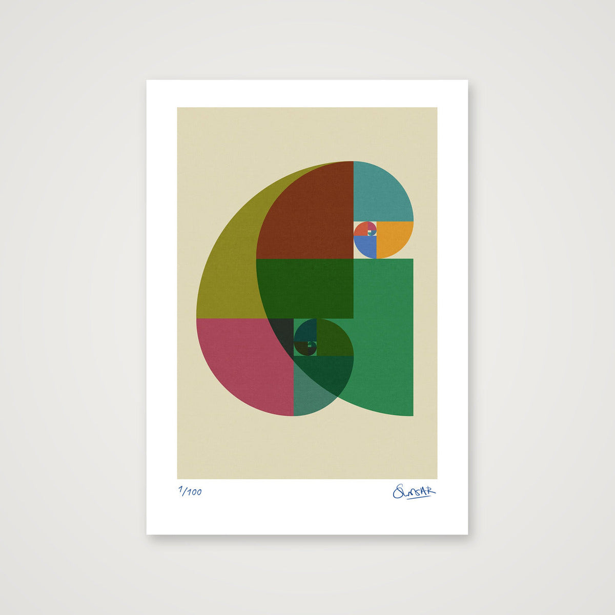 Fibonacci Curves — A4 (21×30cm, 8×12") Print only