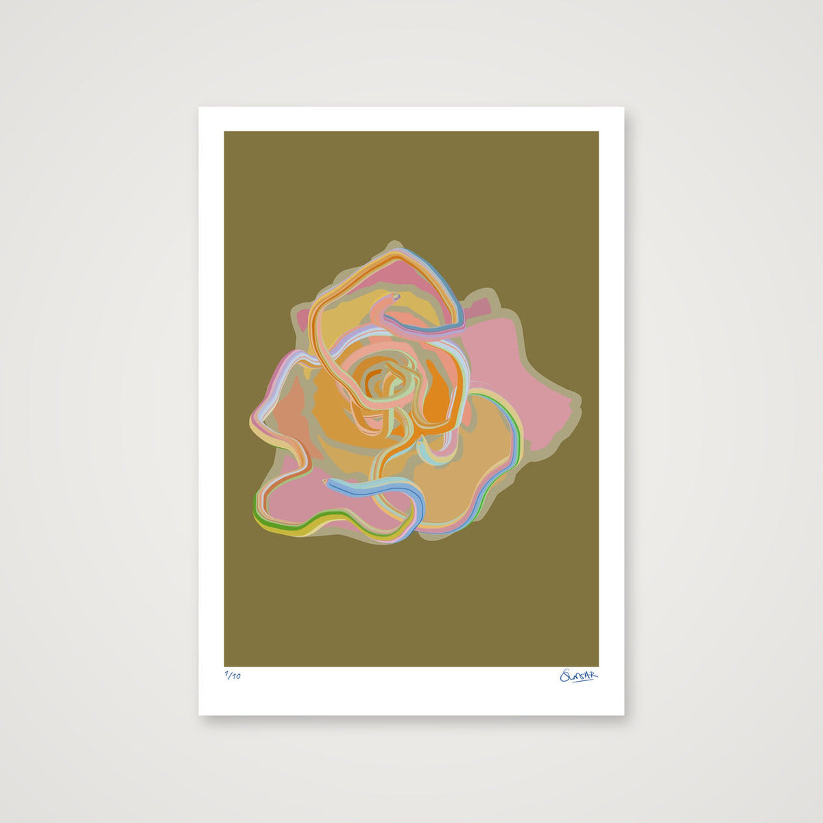 Tubular Rose GOLD — 70×100cm, 28×39" Print only