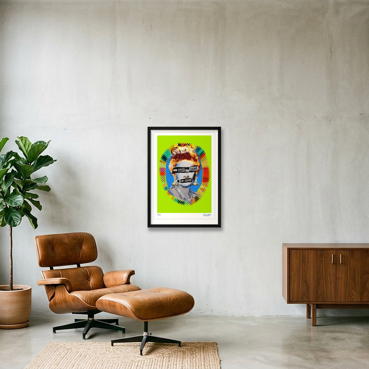 God Save The Dame Acid Lime — 42×59cm, 17×23" Black Frame