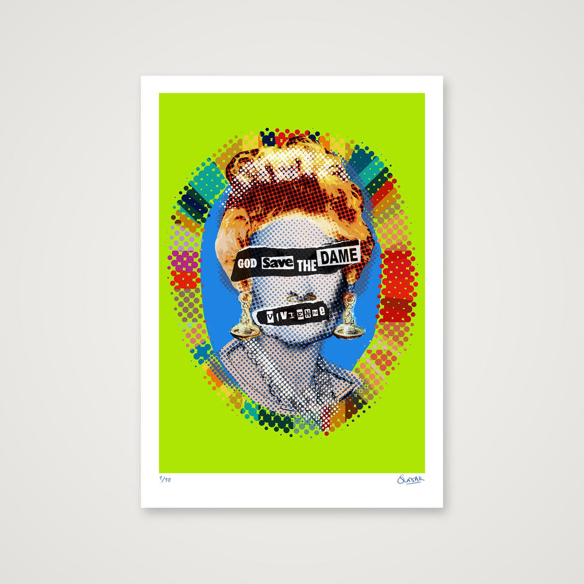 God Save The Dame Acid Lime — 70×100cm, 28×39" Print only