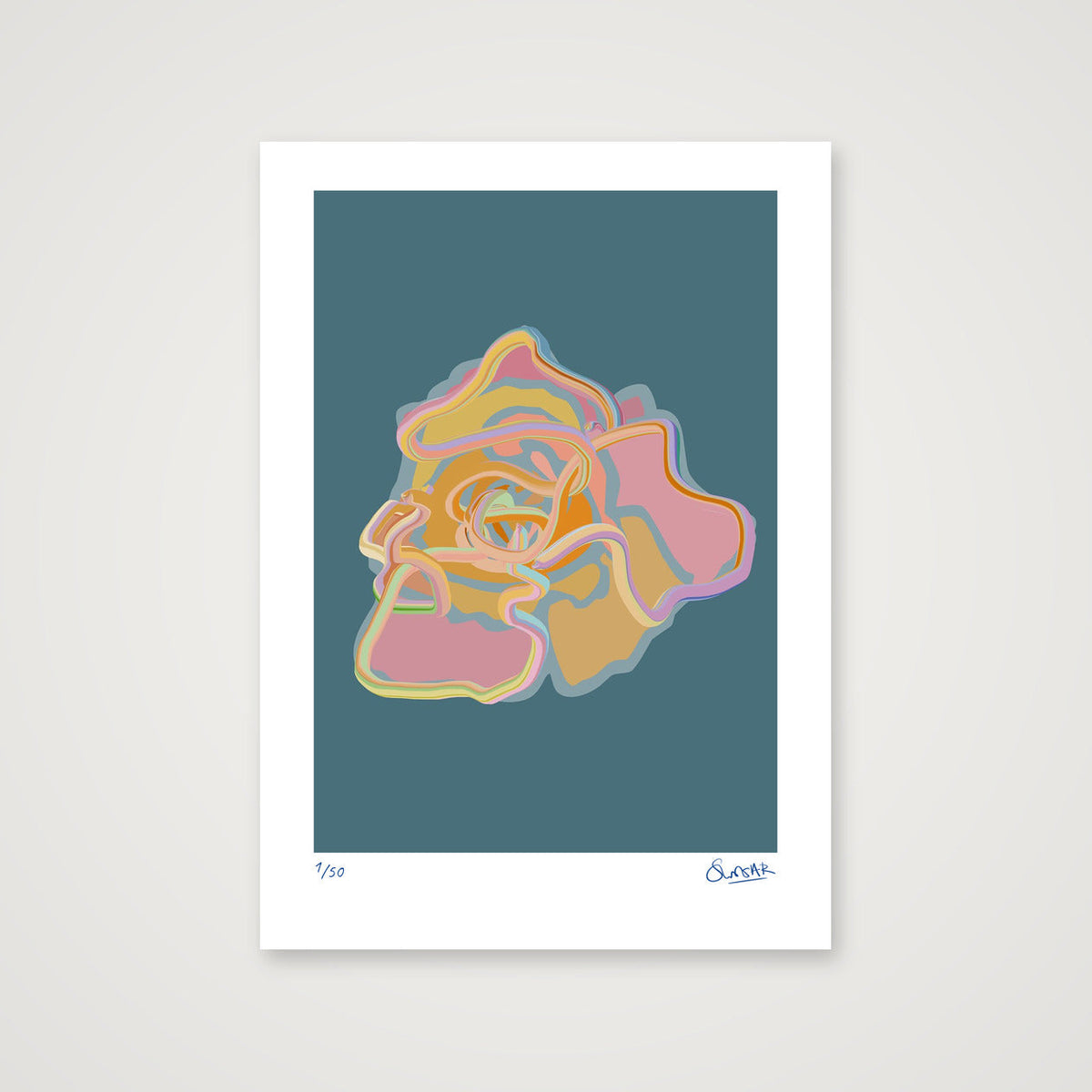 Tubular Rose BLUE — A3 (30×42cm, 12×17") Print only