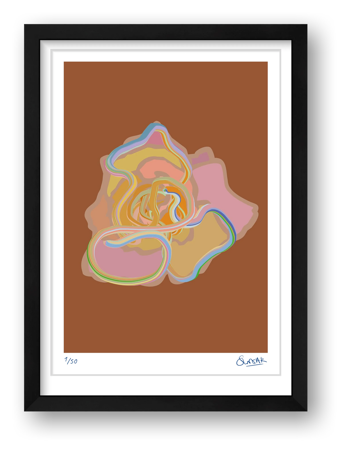 Tubular Rose RED — framed