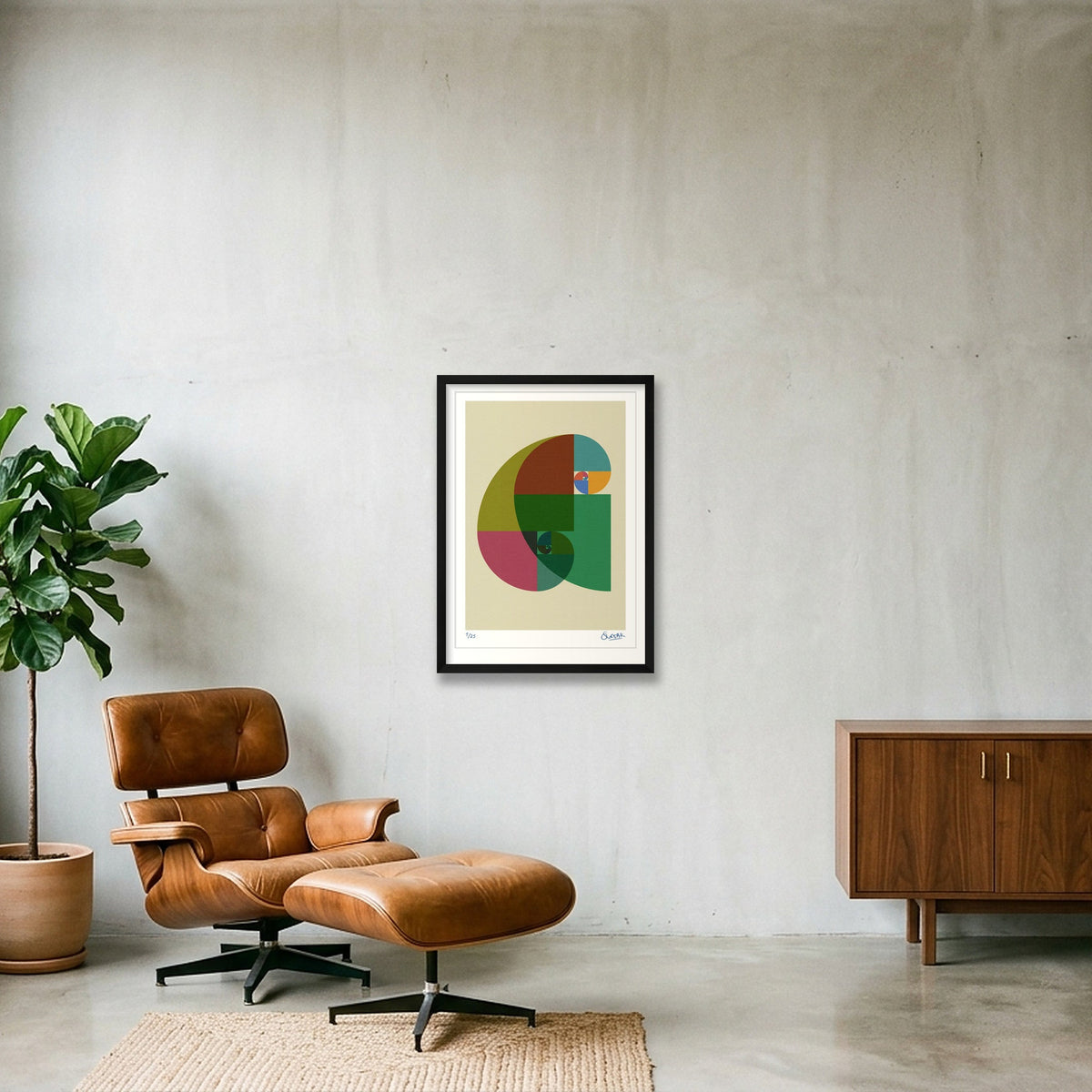 Fibonacci Curves — 42×59cm, 17×23" Black Frame