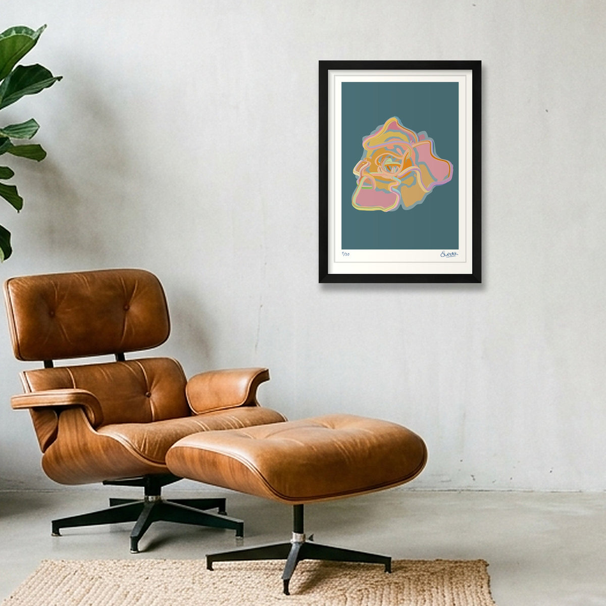 Tubular Rose BLUE — A3 (30×42cm, 12×17") Black Frame