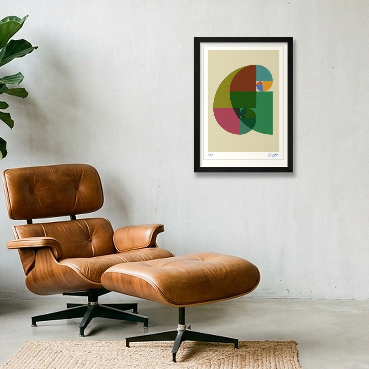 Fibonacci Curves — A3 (30×42cm, 12×17") Black Frame