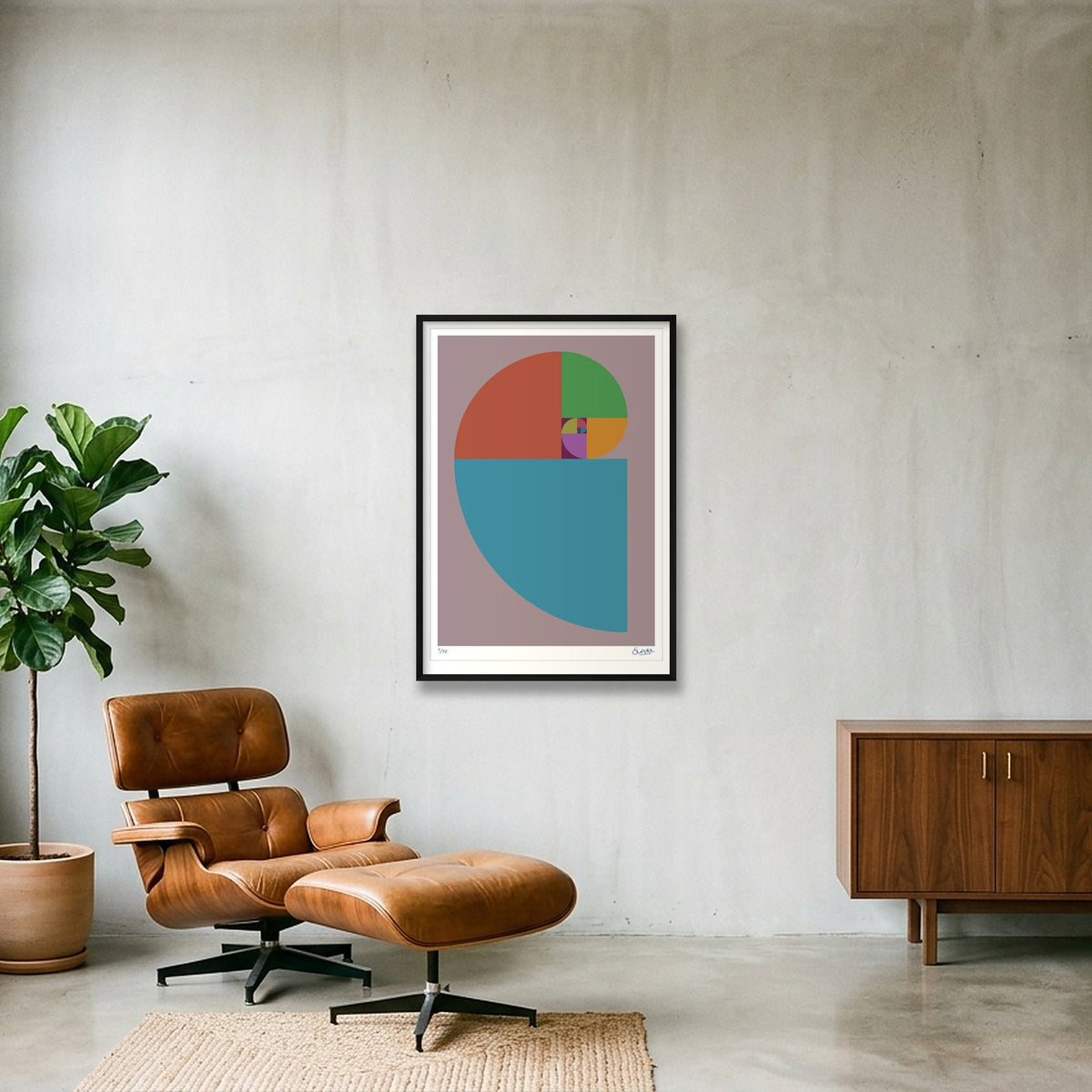Fibonacci 120 — 70×100cm, 28×39" Black Frame