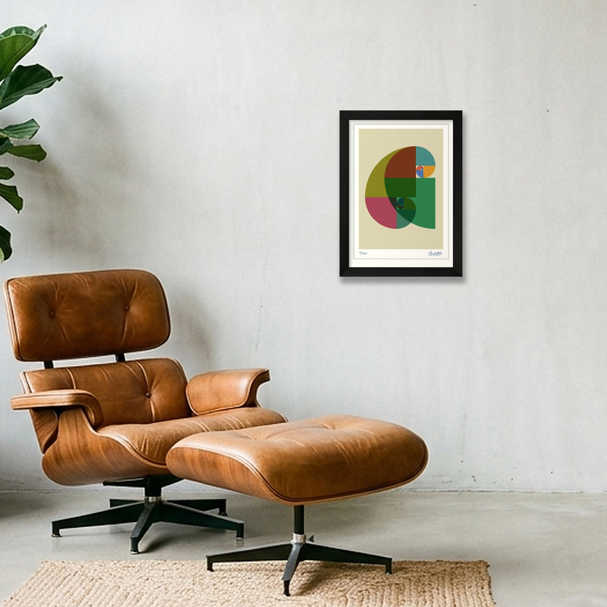 Fibonacci Curves — A4 (21×30cm, 8×12") Black Frame