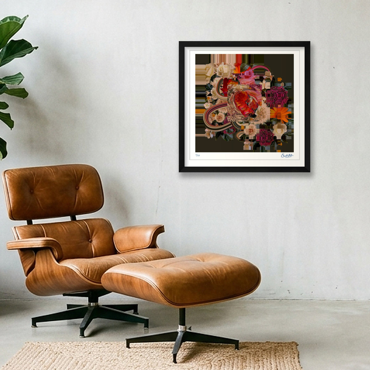 Flower Fragments SQ110 — 40×40cm, 16×16" Black Frame