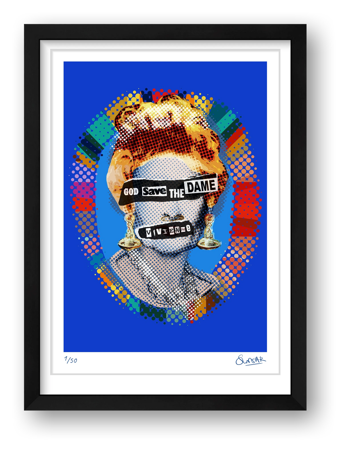 God Save The Dame Blue — framed