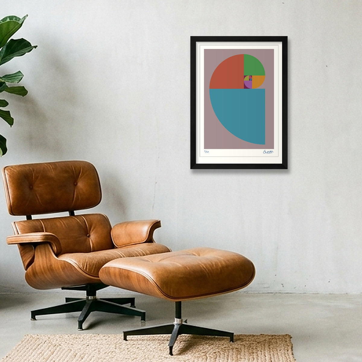 Fibonacci 120 — A3 (30×42cm, 12×17") Black Frame