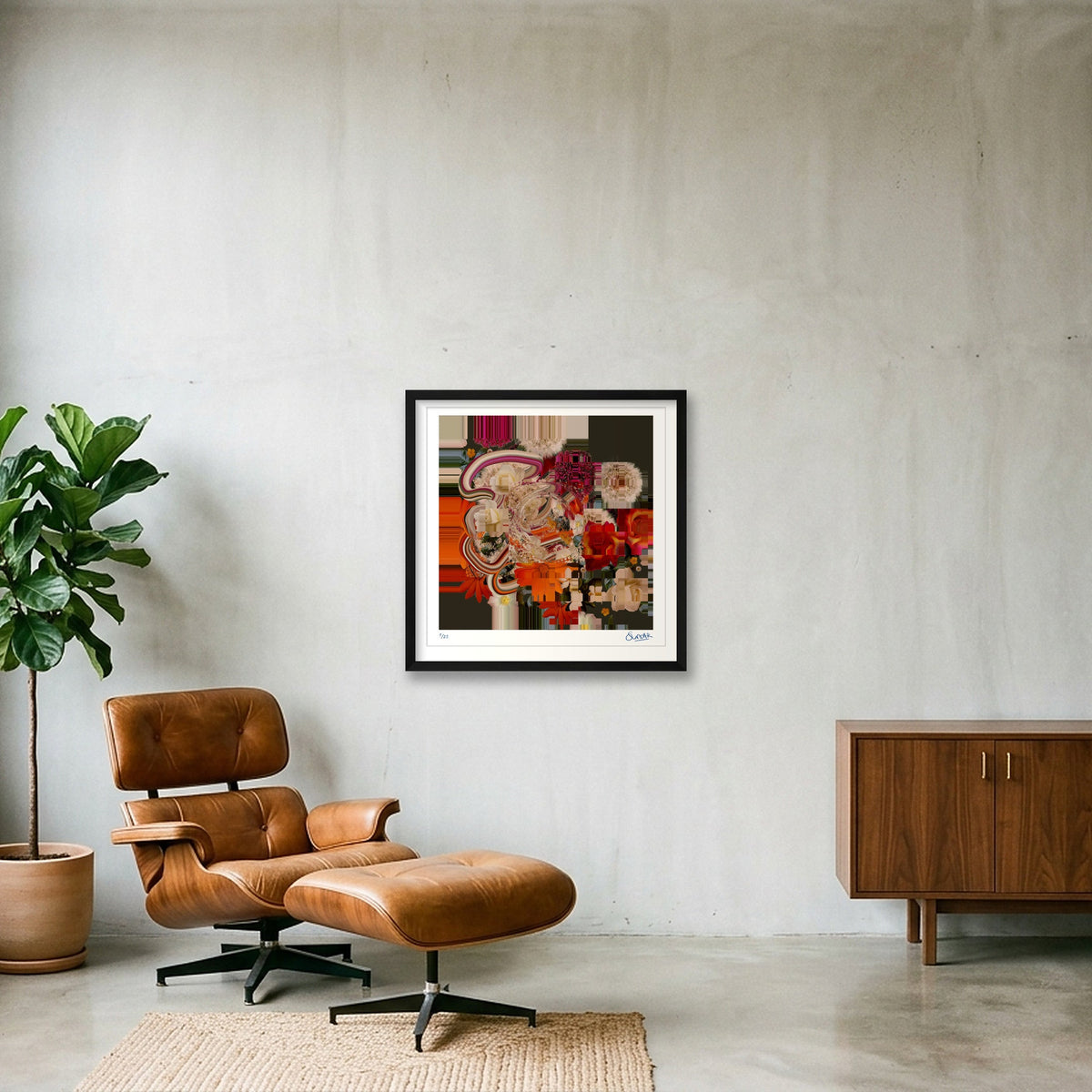 Flower Fragments SQ100 — 50×50cm, 20×20" Black Frame