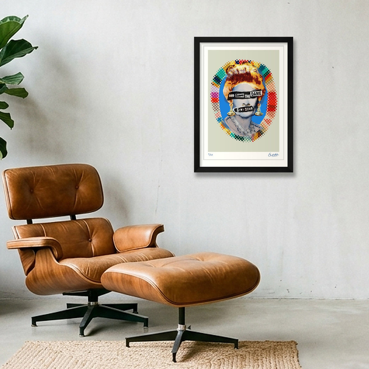 God Save The Dame White — A3 (30×42cm, 12×17") Black Frame