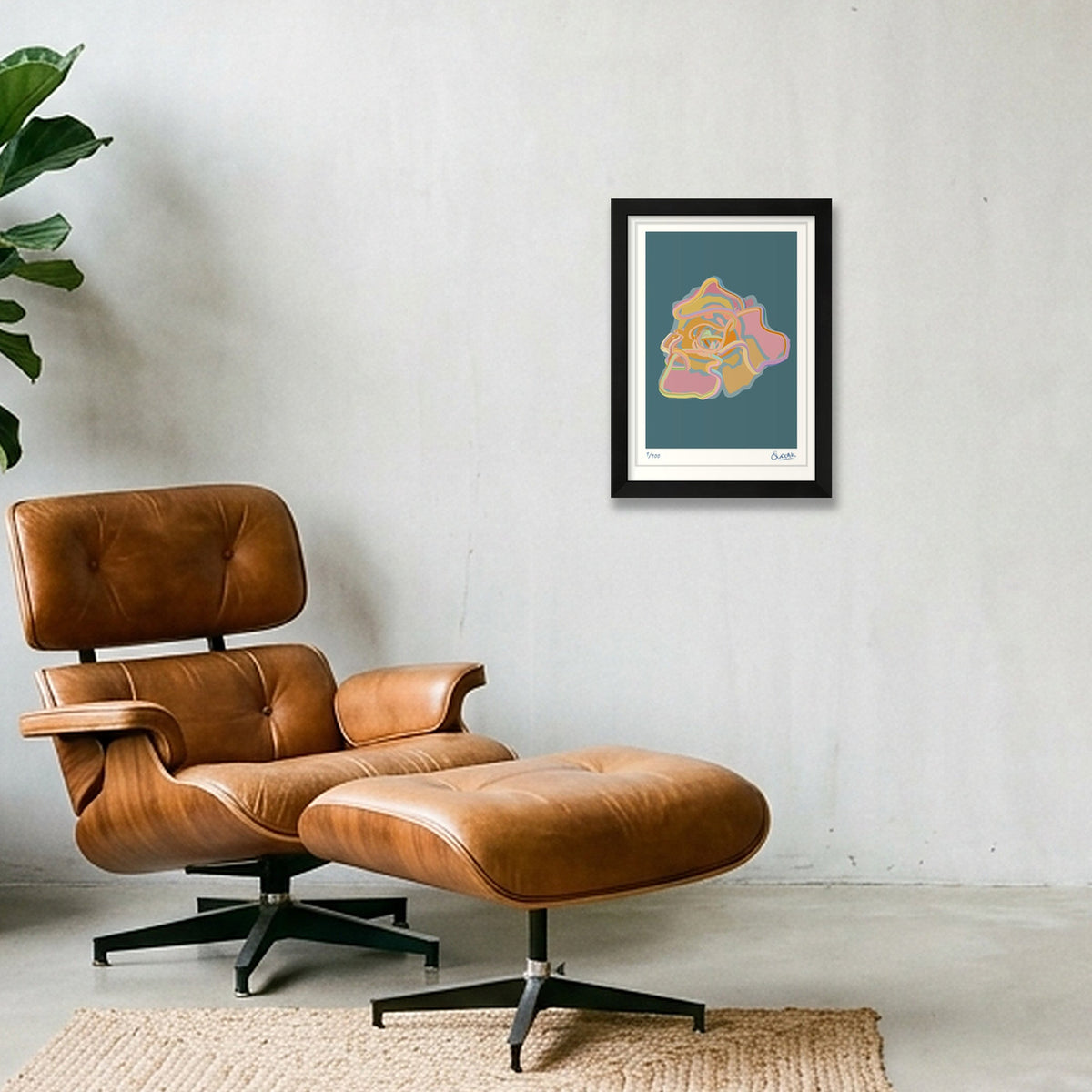 Tubular Rose BLUE — A4 (21×30cm, 8×12") Black Frame