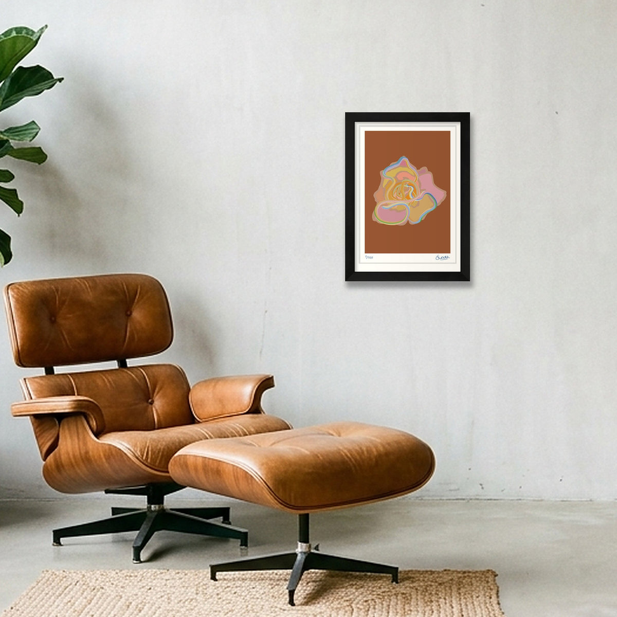 Tubular Rose RED — A4 (21×30cm, 8×12") Black Frame