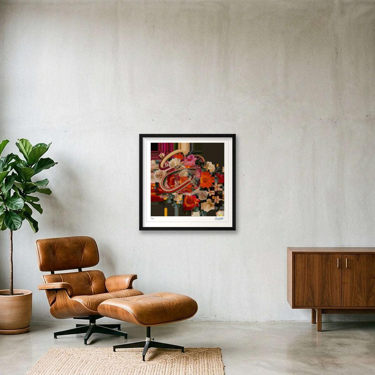 Flower Fragments SQ011 — 50×50cm, 20×20" Black Frame
