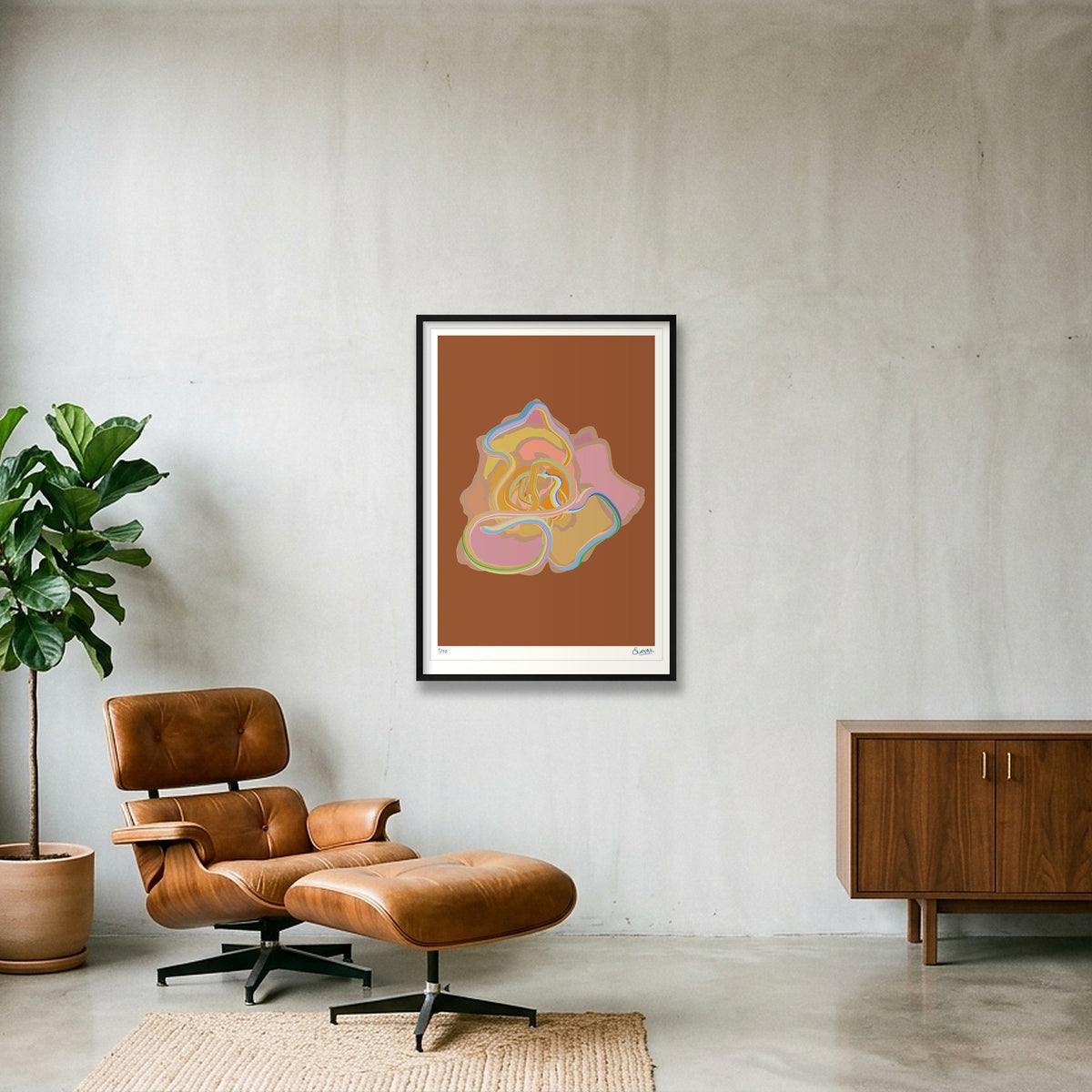 Tubular Rose RED — 70×100cm, 28×39" Black Frame
