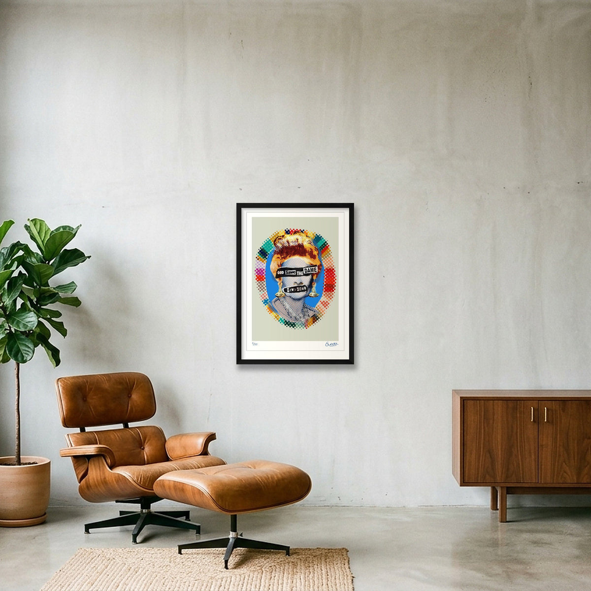 God Save The Dame White — 42×59cm, 17×23" Black Frame