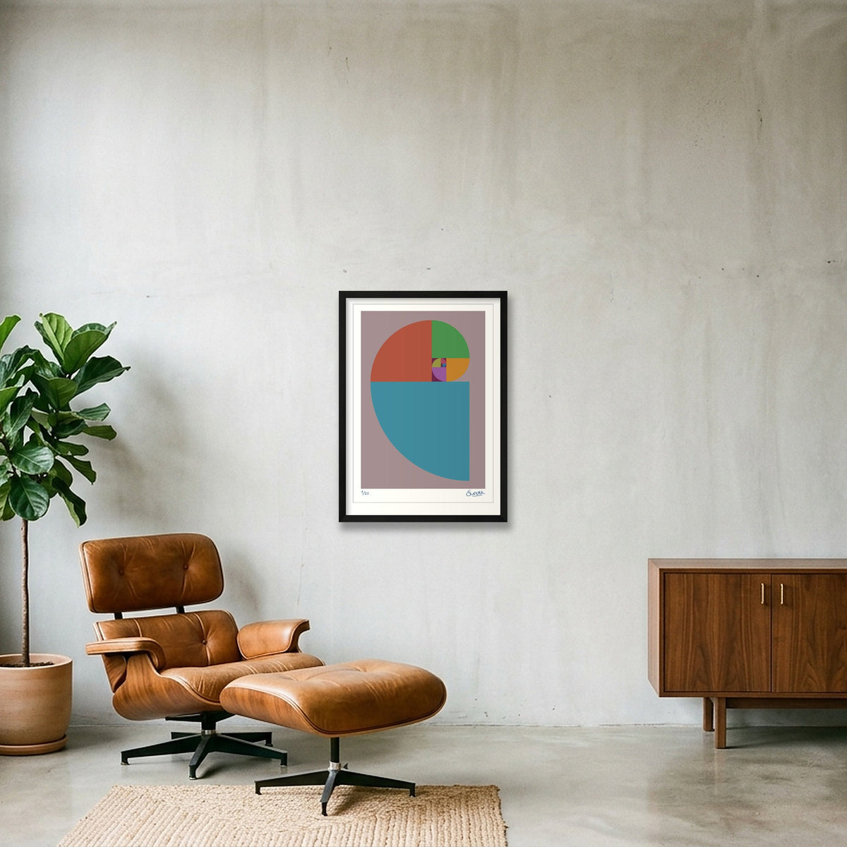 Fibonacci 120 — 42×59cm, 17×23" Black Frame