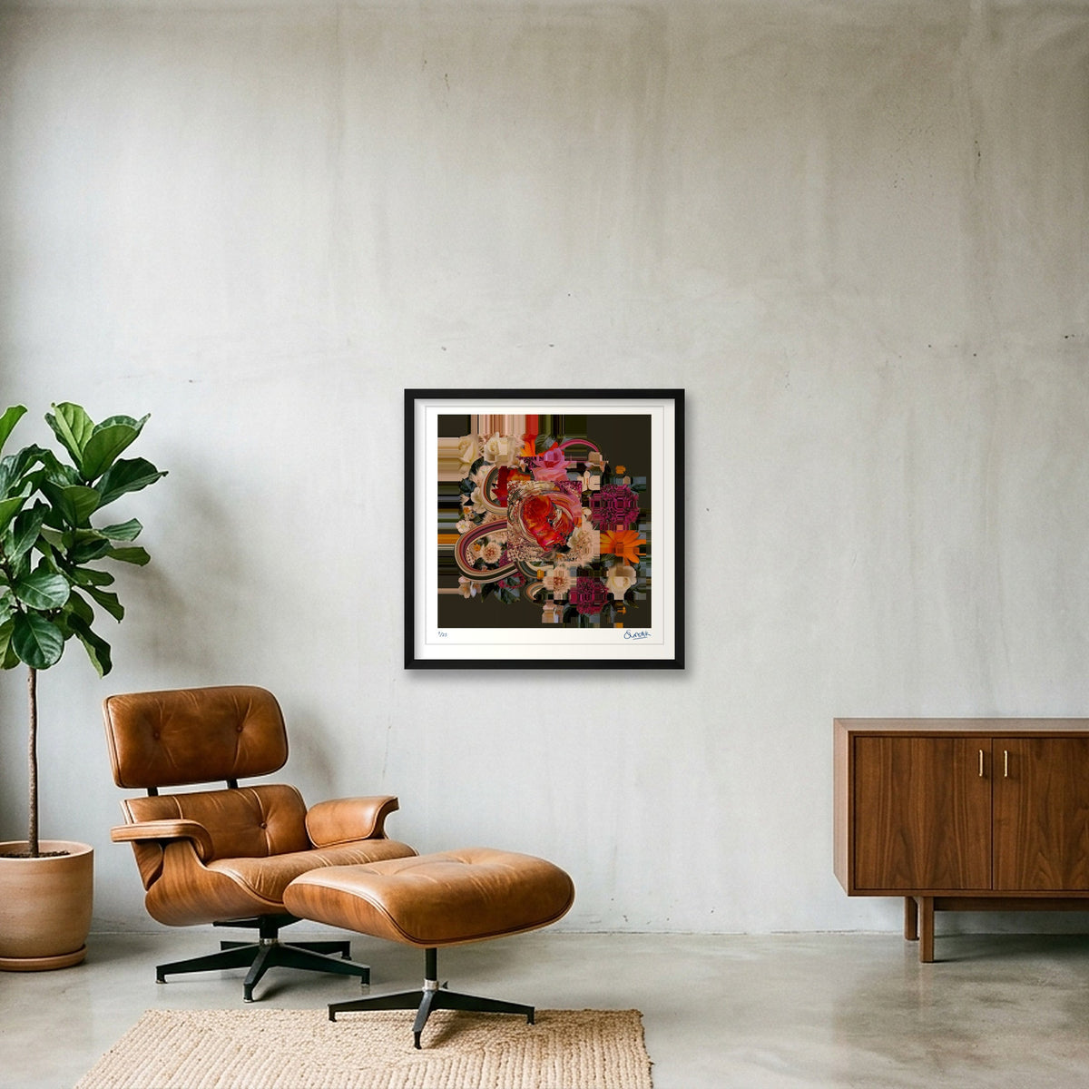 Flower Fragments SQ110 — 50×50cm, 20×20" Black Frame