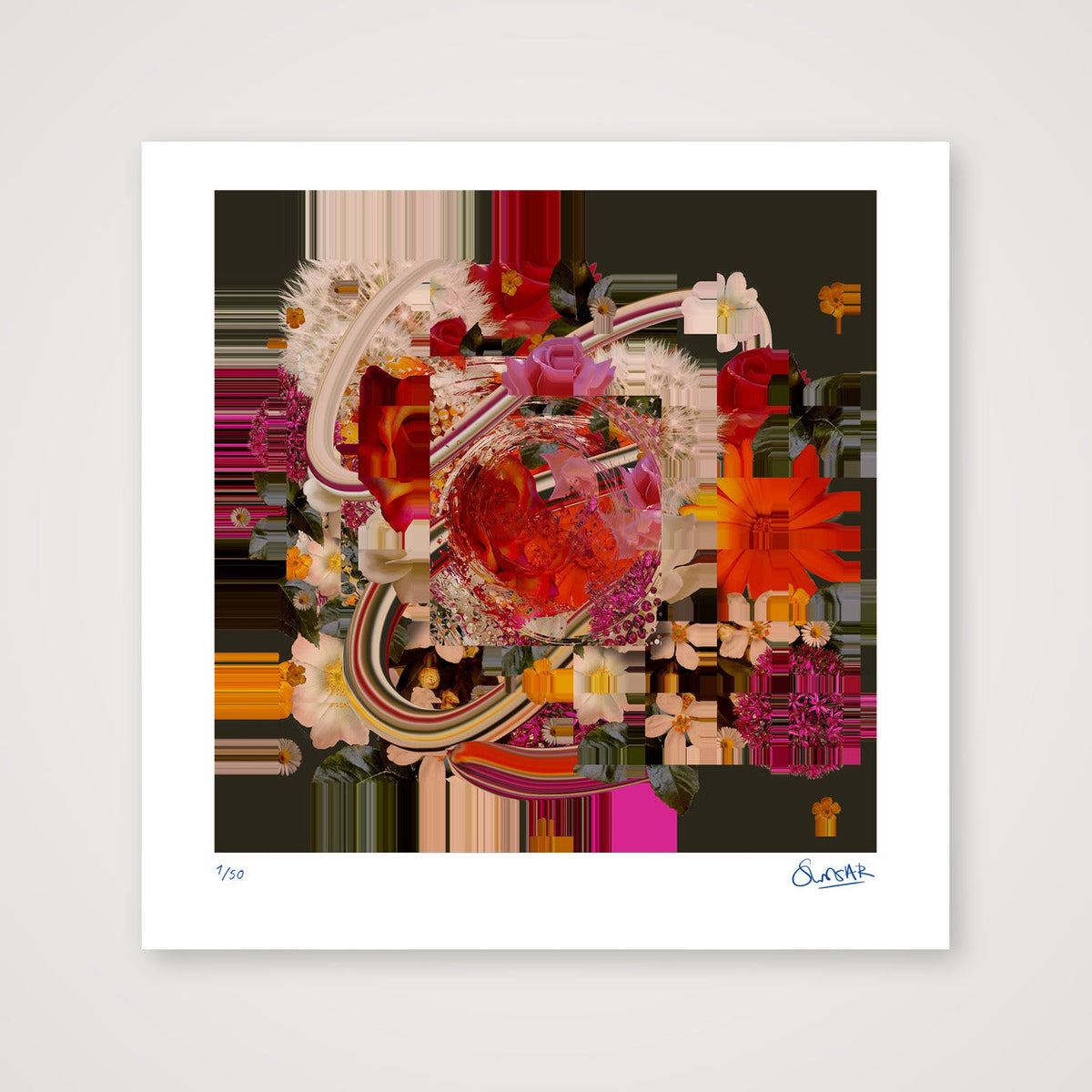Flower Fragments SQ001 — 40×40cm, 16×16" Print only