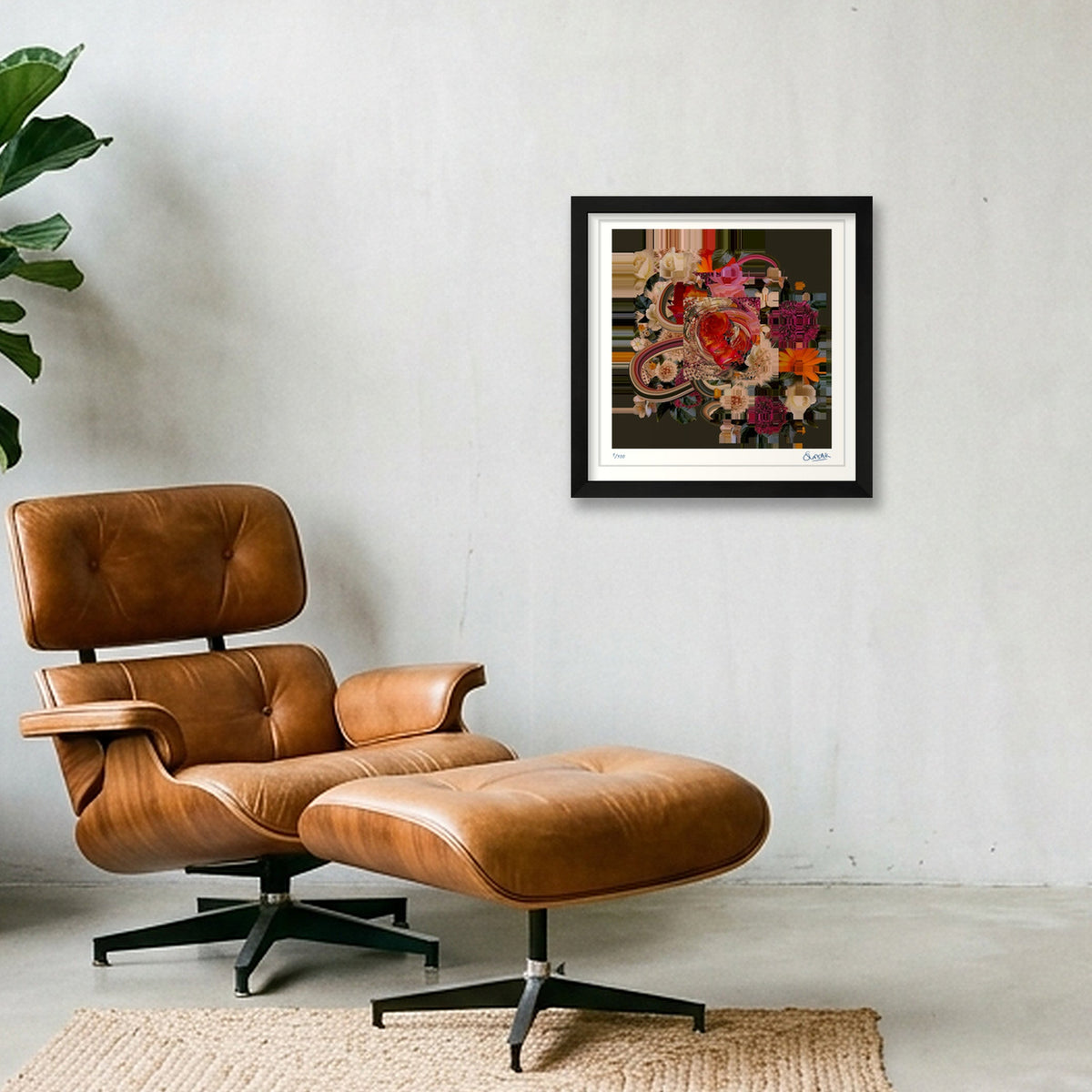 Flower Fragments SQ110 — 30×30cm, 12×12" Black Frame