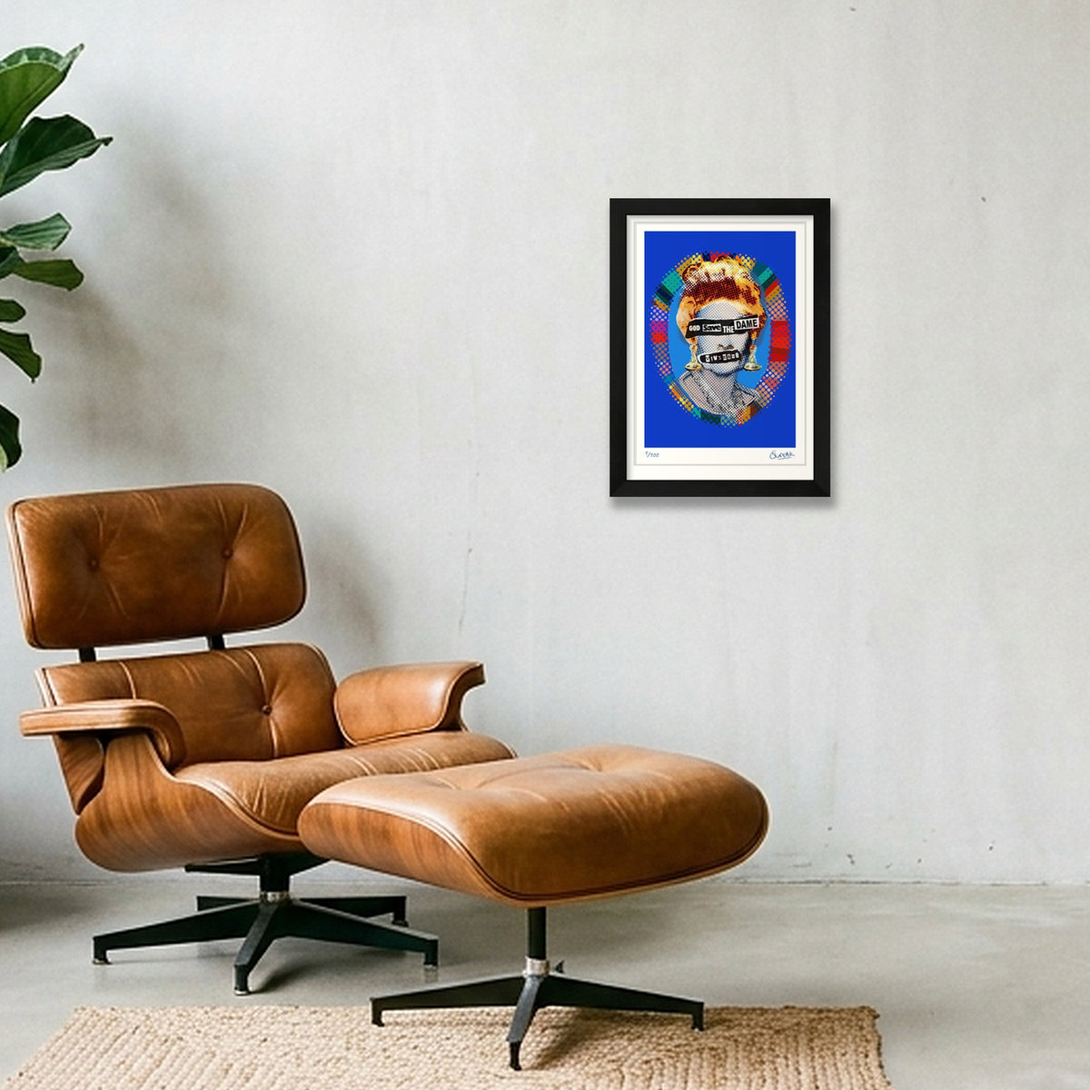 God Save The Dame Blue — A4 (21×30cm, 8×12") Black Frame