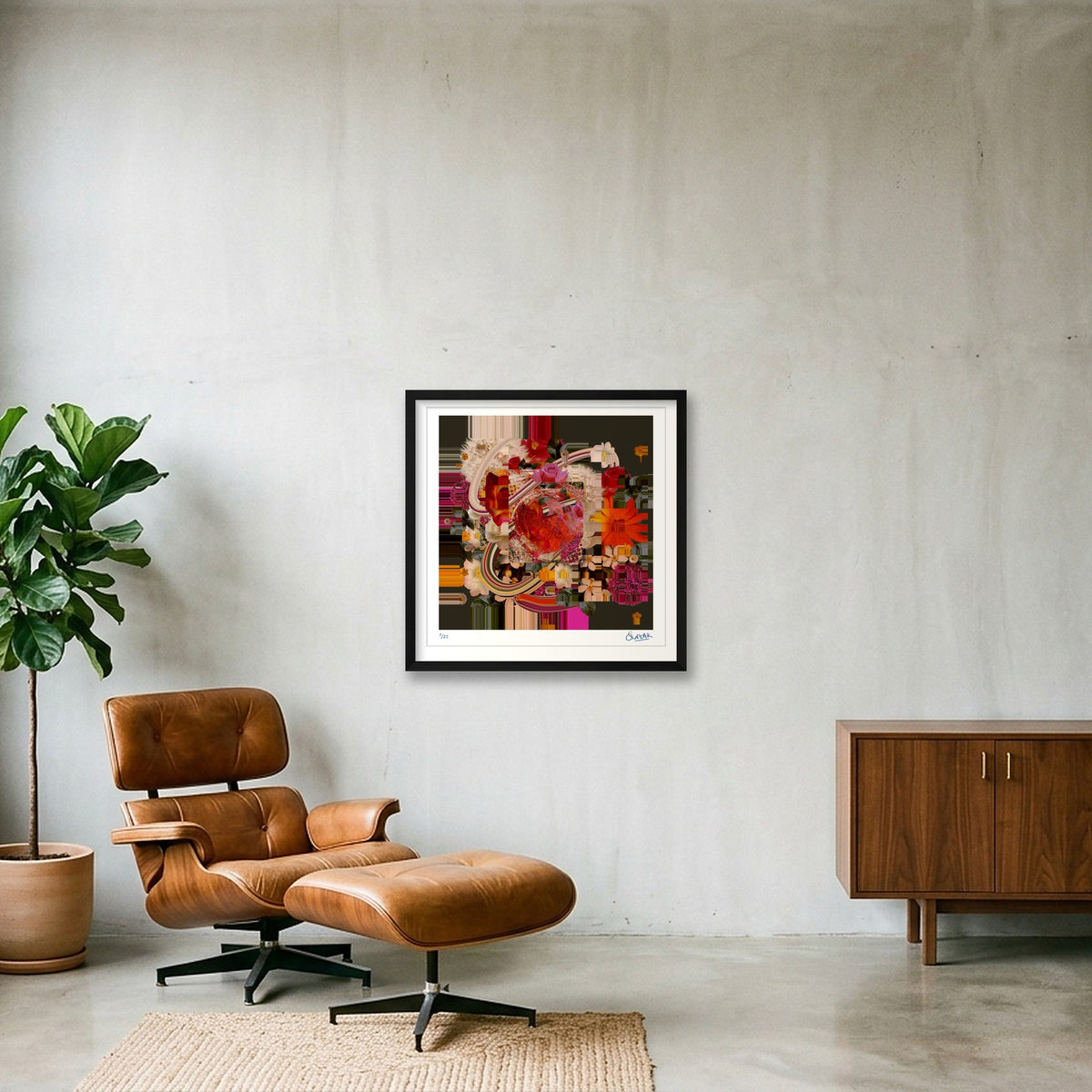 Flower Fragments SQ001 — 50×50cm, 20×20" Black Frame