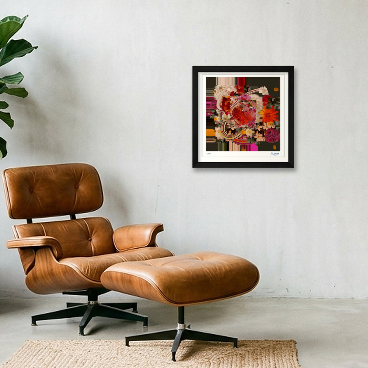 Flower Fragments SQ001 — 30×30cm, 12×12" Black Frame