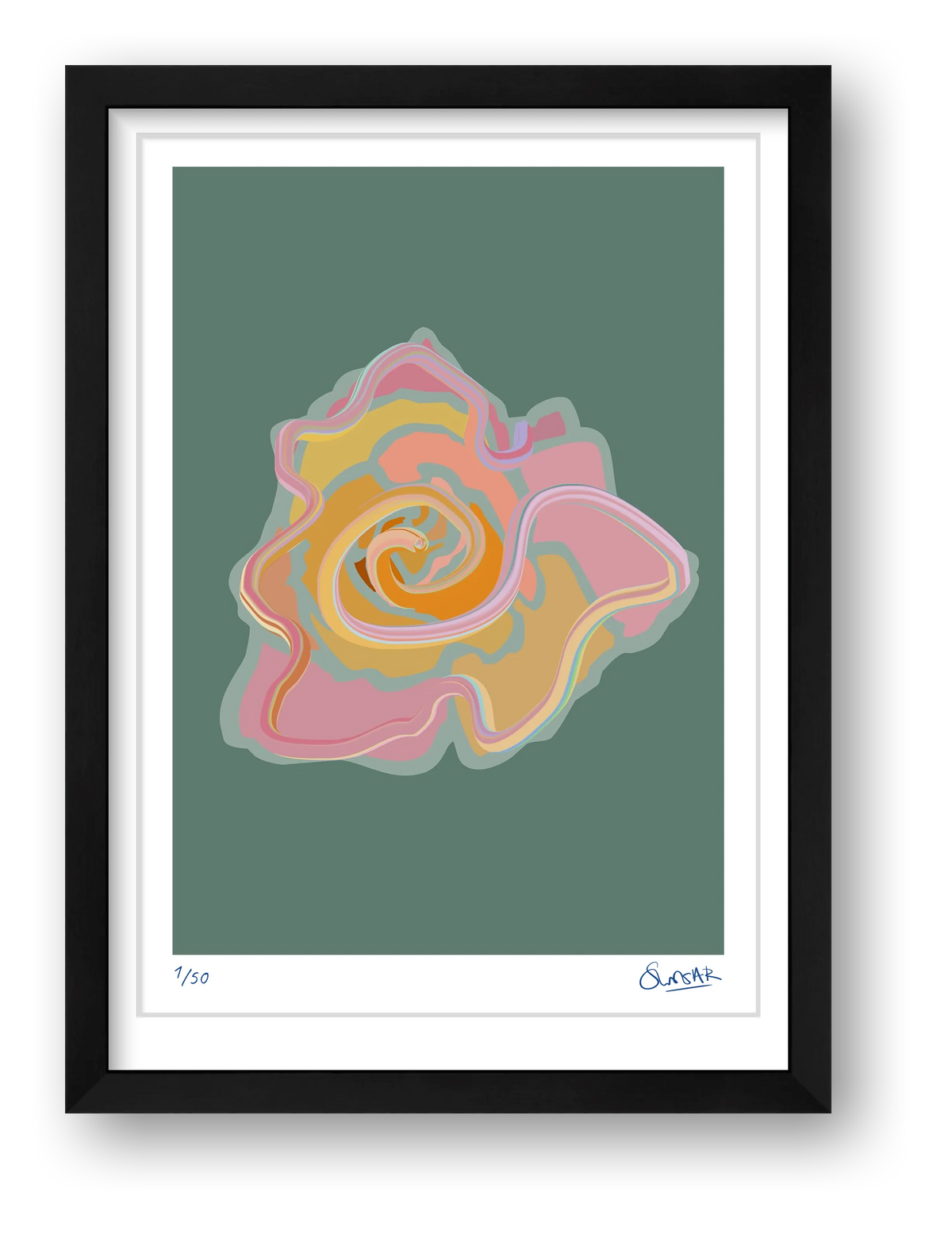 Tubular Rose GREEN — framed