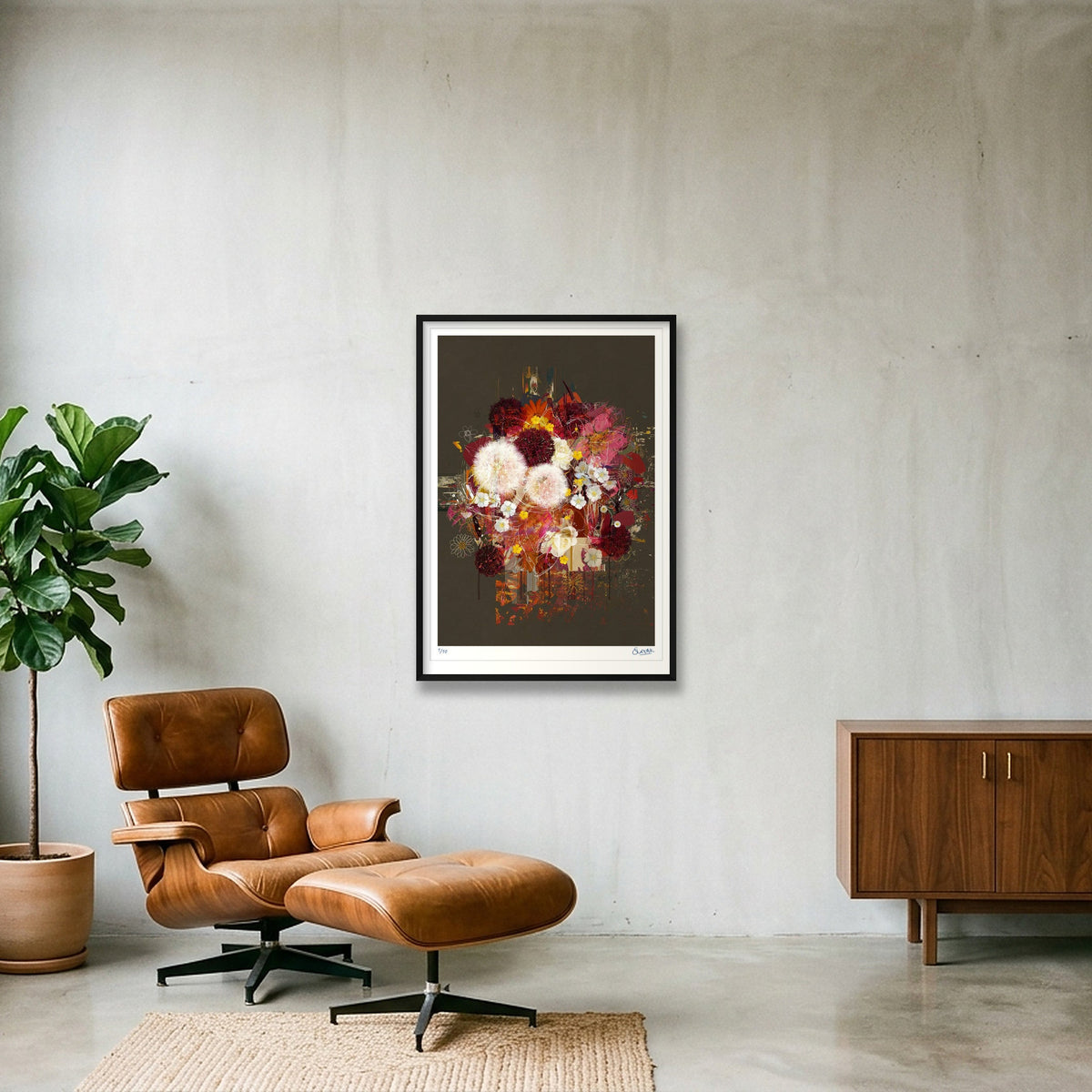 Les Fleurs — 70×100cm, 28×39" Black Frame
