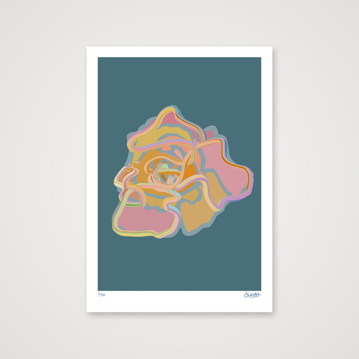 Tubular Rose BLUE — 70×100cm, 28×39" Print only