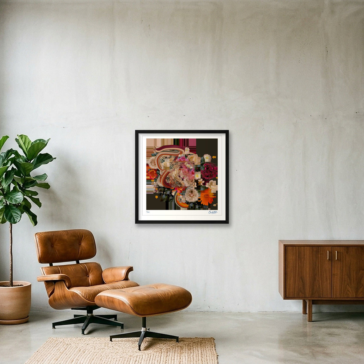 Flower Fragments SQ101 — 50×50cm, 20×20" Black Frame
