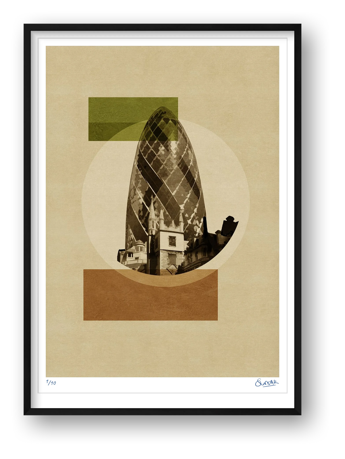 Deco London GHERKIN — framed
