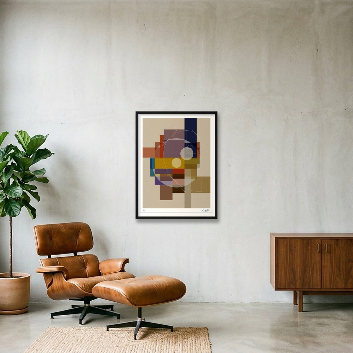 GeoDeco FOUR — 60×80cm, 24×31" Black Frame
