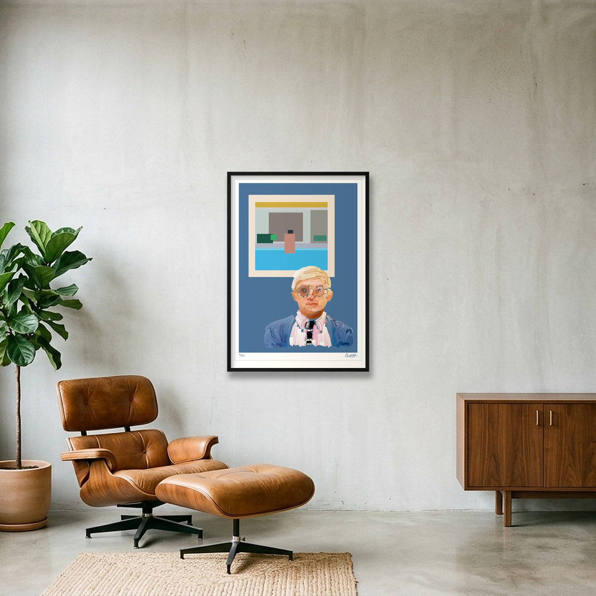 Some Bloke from Bradford on Blue — 70×100cm, 28×39" Black Frame